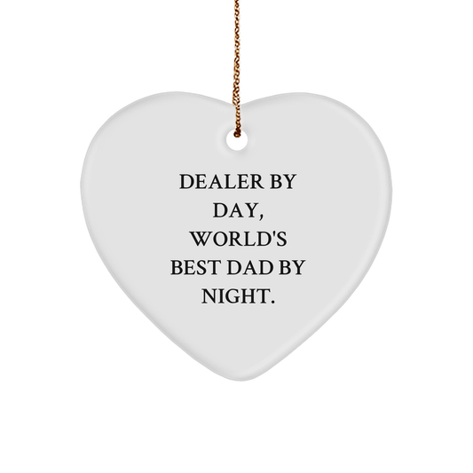 Dealer Gifts from Men - Funny Heart Ornament for Christmas - 'By Day, World's Best Dad By Night.' - Image 1
