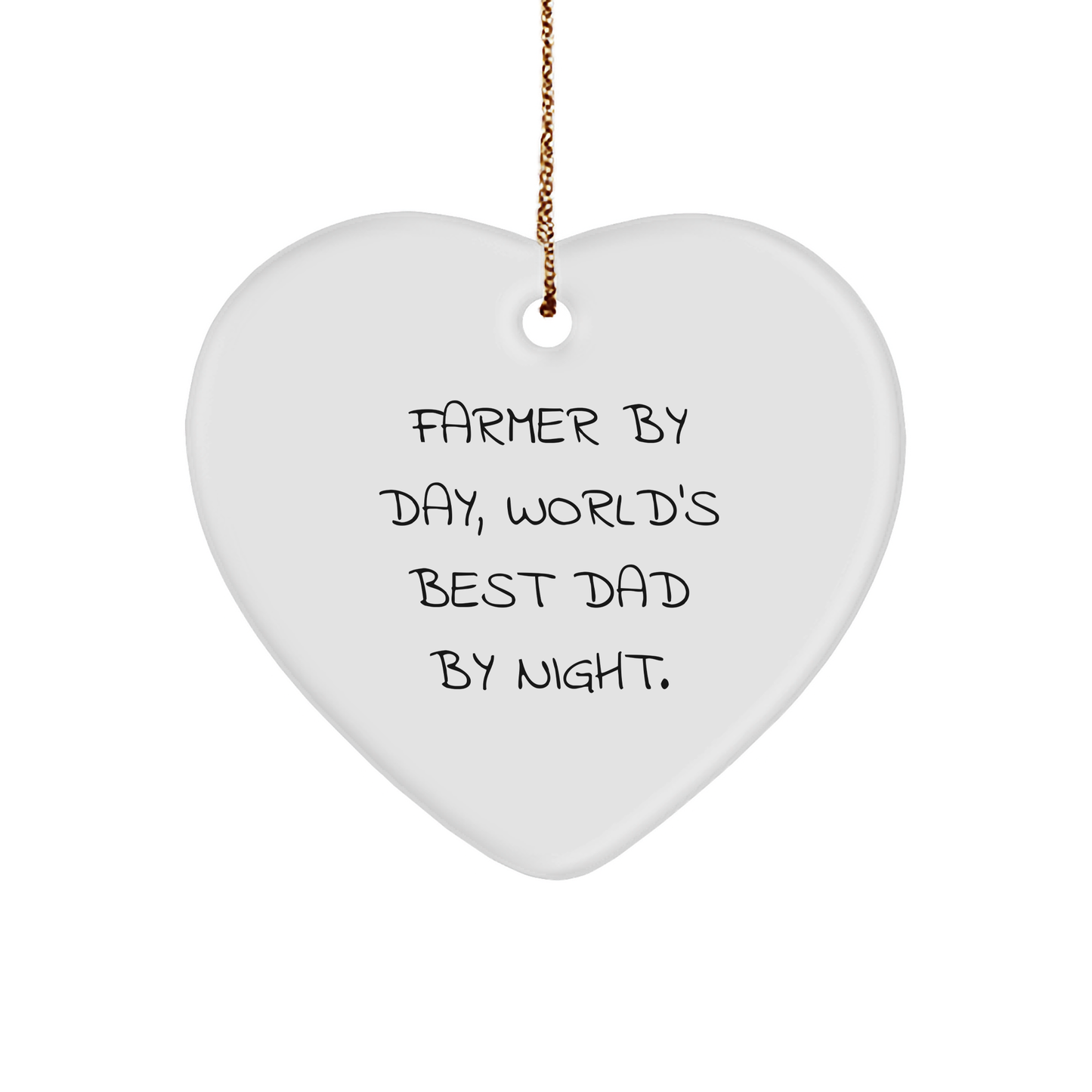 Farmer Gifts - Funny Heart Ornament for Christmas, 'Farmer By Day, World's Best Dad By Night.' - Gifts from Family to Farmer - Image 1