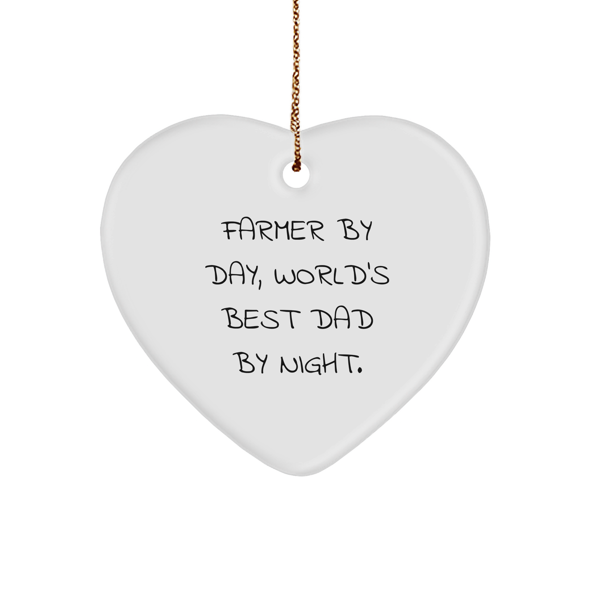Farmer Gifts - Funny Heart Ornament for Christmas, 'Farmer By Day, World's Best Dad By Night.' - Gifts from Family to Farmer - Image 1