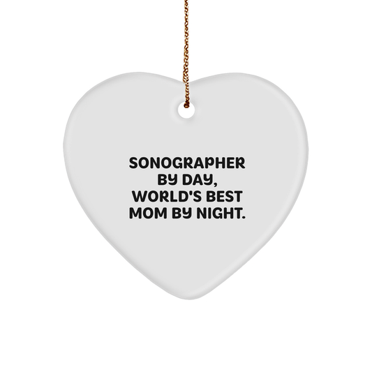 Sonographer Gifts from Mom, Heart Ornament for Sonographer By Day, Unique Christmas Unique Gifts for Family - Image 1