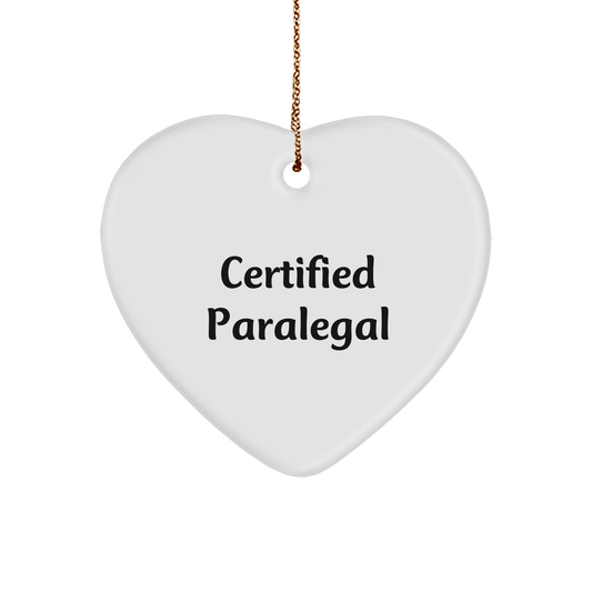 Funny Certified Paralegal Gifts from Friends to Family - Christmas Heart Ornament - Image 1