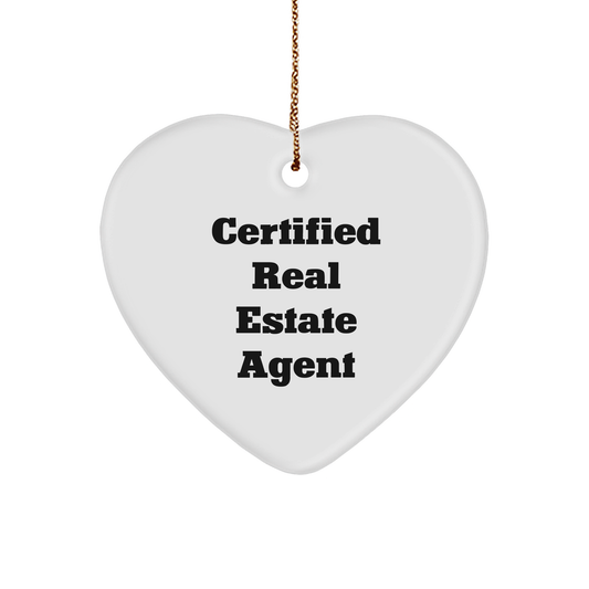 Funny Real Estate Agent Gifts, 'Certified Real Estate Agent' Heart Ornament for Christmas, Gifts from Friends to Real Estate Agent - Image 1