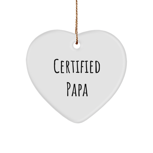 Funny Papa Heart Ornament Gifts from Men to Papa, Heartwarming Christmas Memorable Present for Papa, 'Certified Papa' Quote - Image 1