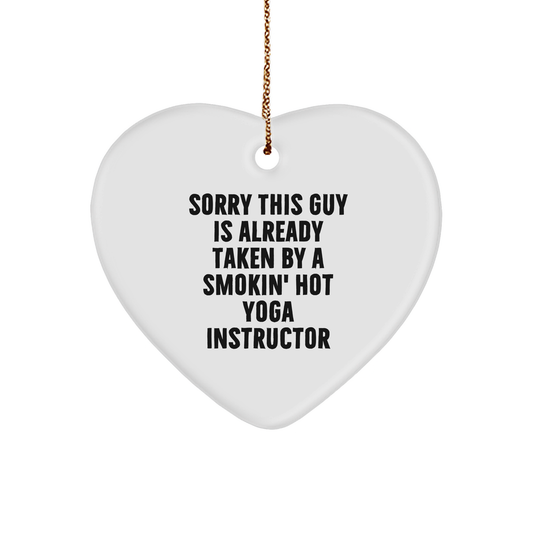Yoga Instructor Christmas Unique Gifts from Friends, Funny Heart Ornament Sorry This Guy Is Already Taken, Gifts for Yoga Instructors - Image 1