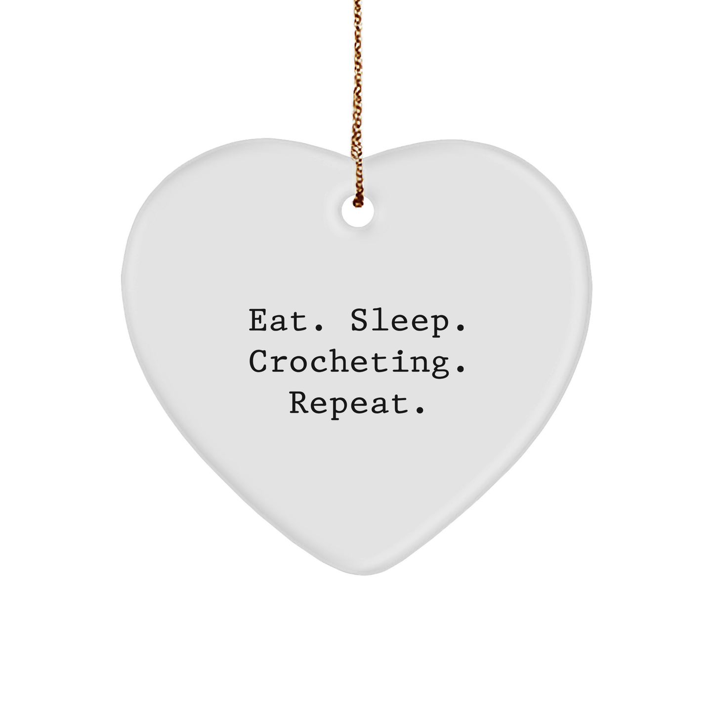 Crocheting Enthusiasts Gifts from Friends and Family - Eat. Sleep. Crocheting. Repeat. - Christmas Heart Ornament - Image 1