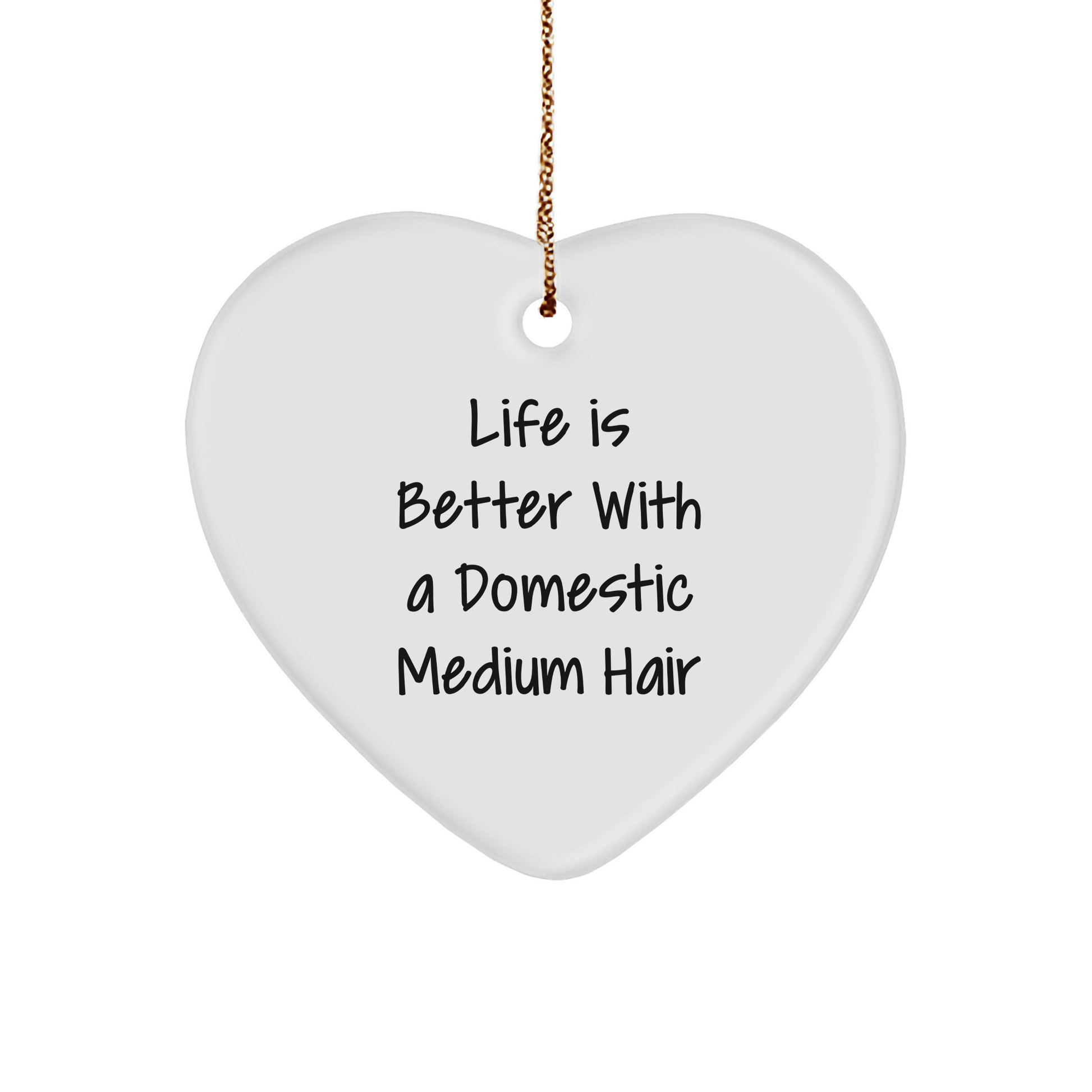 Domestic Medium Hair Cat Heart Ornament Gifts from Friends Christmas Unique - Image 1