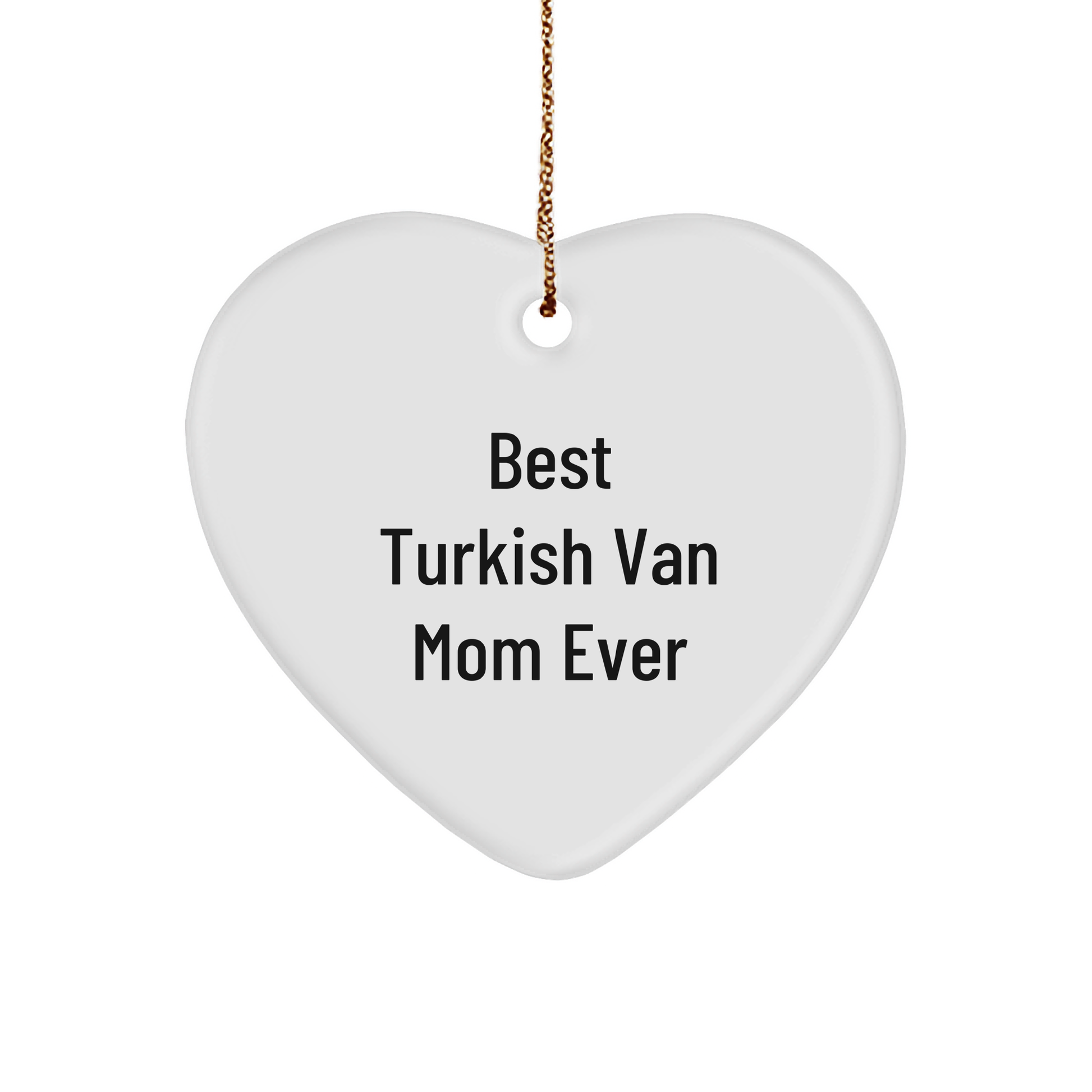 Funny Turkish Van Cat Mom Gifts for Christmas - Heart Ornament from Best Mom Ever - Image 1