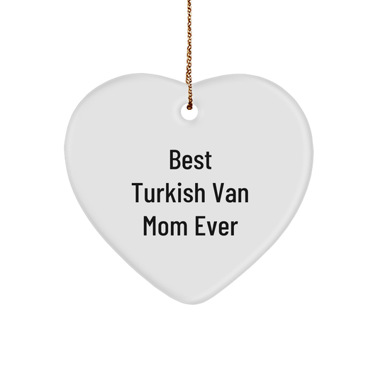 Funny Turkish Van Cat Mom Gifts for Christmas - Heart Ornament from Best Mom Ever - Image 1