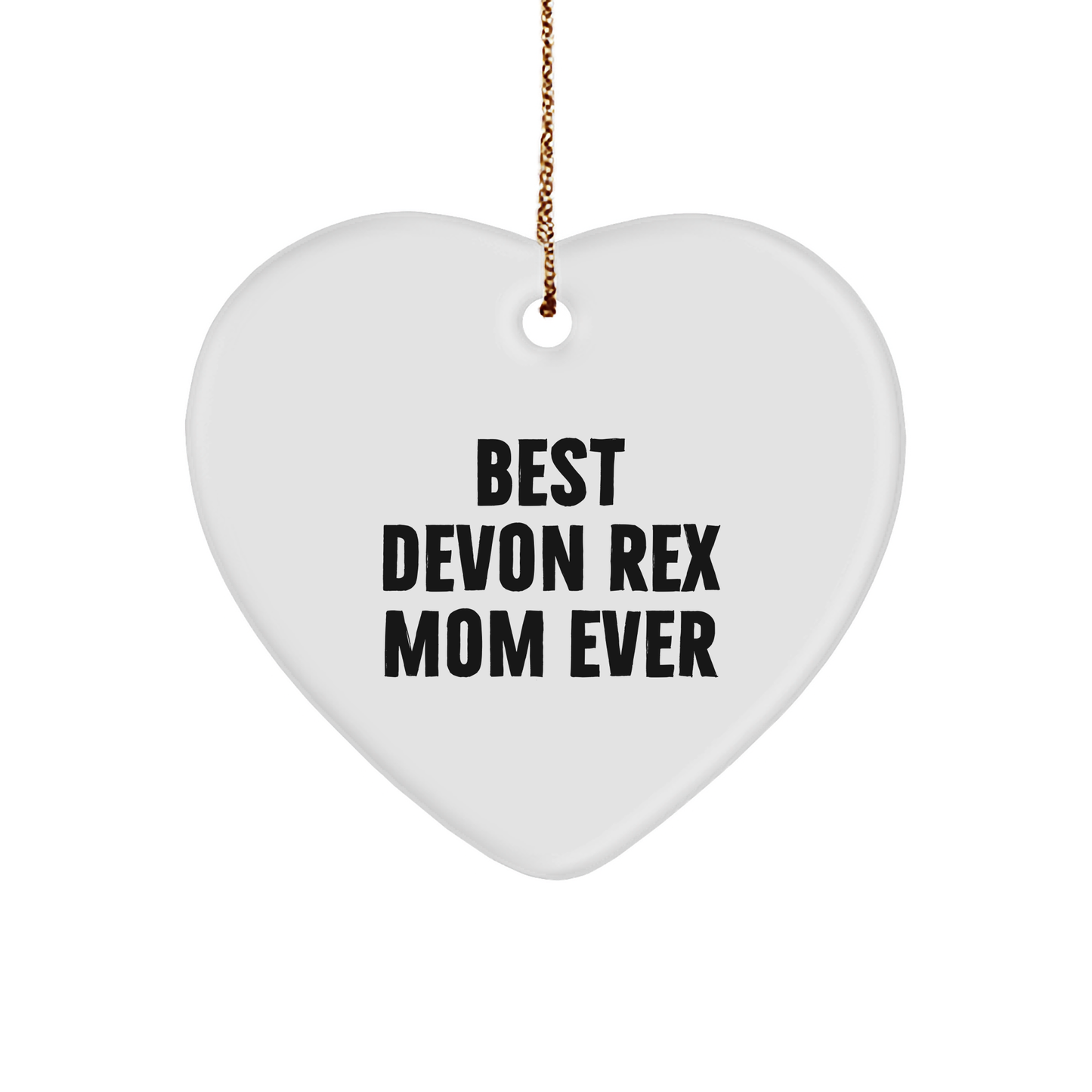 Devon Rex Cat Lovers Gifts from Family for Christmas Unique Heart Ornament with 'Best Devon Rex Mom Ever' Quote - Image 1