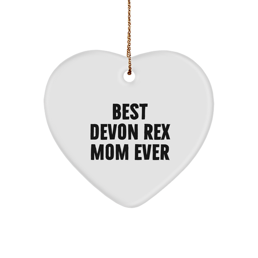 Devon Rex Cat Lovers Gifts from Family for Christmas Unique Heart Ornament with 'Best Devon Rex Mom Ever' Quote - Image 1