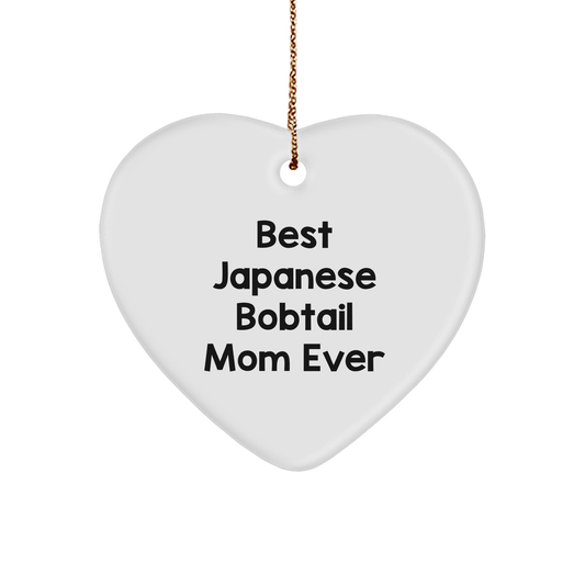 Japanese Bobtail Cat Mom's Love Heart Ornament, Gifts from Mom to Japanese Bobtail Cat, Fun Christmas Decor - Image 1