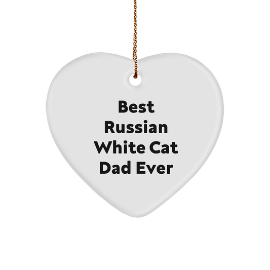 Funny Russian White Cat Dad Ever Gifts from Best Dads - Heart Ornament, Russian White Cat Lover Gift for Russian White Cat, Christmas Unique Gifts for Men, Women, Family, Friends, Coworkers - Image 1