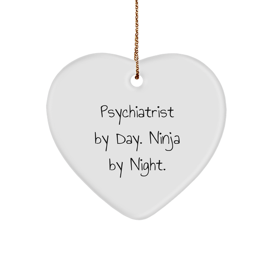 Psychiatrist Gifts from Men to Psychiatrist Friends, Funny Heart Ornament By Day, Ninja By Night Christmas Unique Gift - Image 1