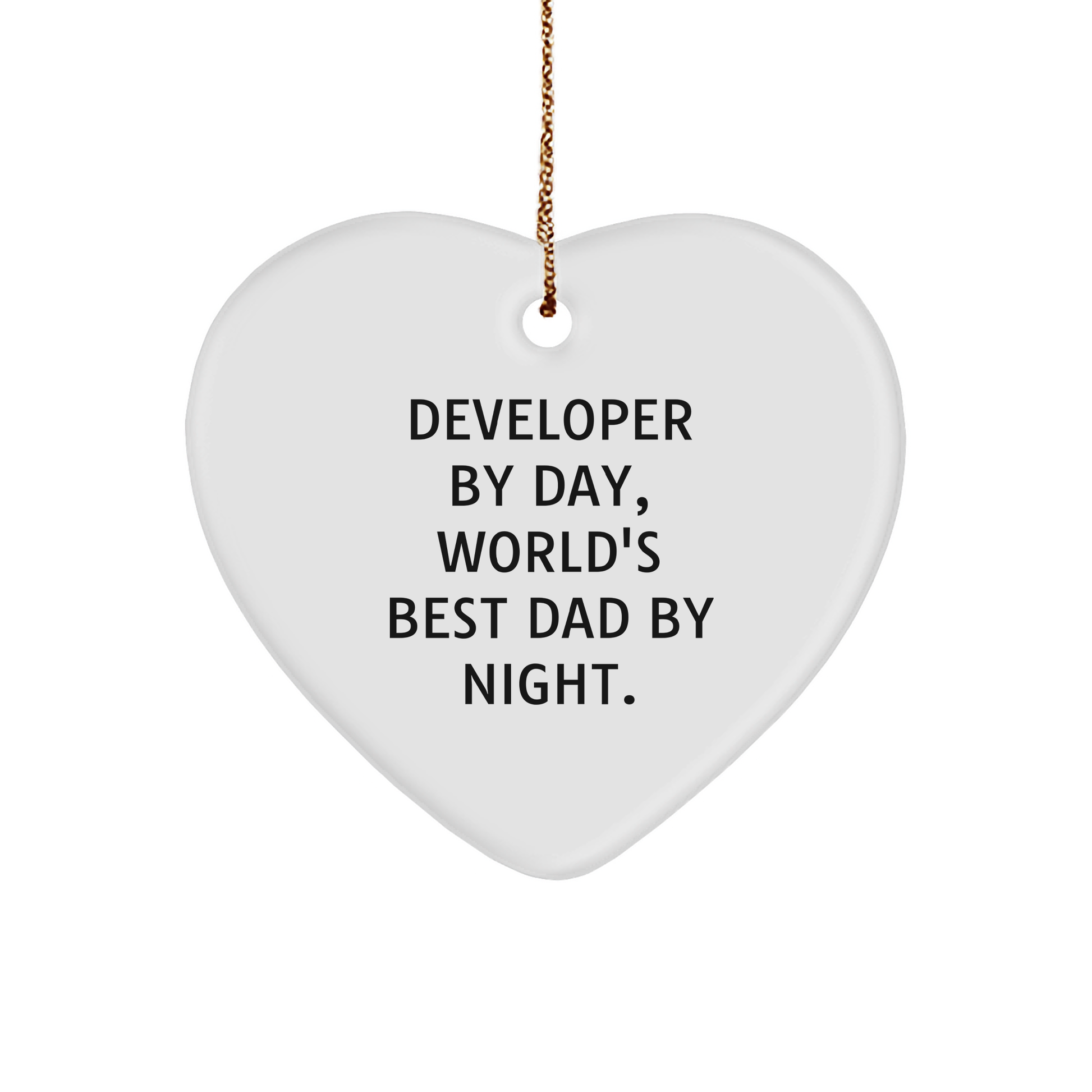 Developer Gifts: Funny Heart Ornament - 'Developer By Day, World's Best Dad By Night.' Gifts for Men from Friends, Coworkers, and Family - Image 1