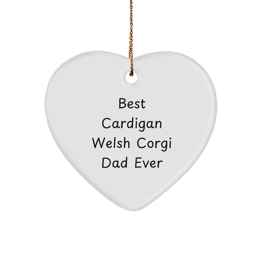 Funny Cardigan Welsh Corgi Dad Ever Gifts from Men to Cardigan Welsh Corgi Dog Lovers This Christmas Unique Heart Ornament - Image 1
