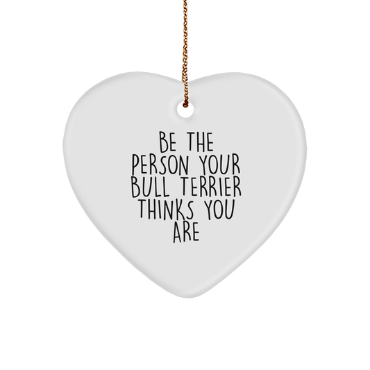 Bull Terrier Dog Lover's Heart Ornament, Funny Gifts from Men to Women, Friends, or Family for Christmas - Image 1