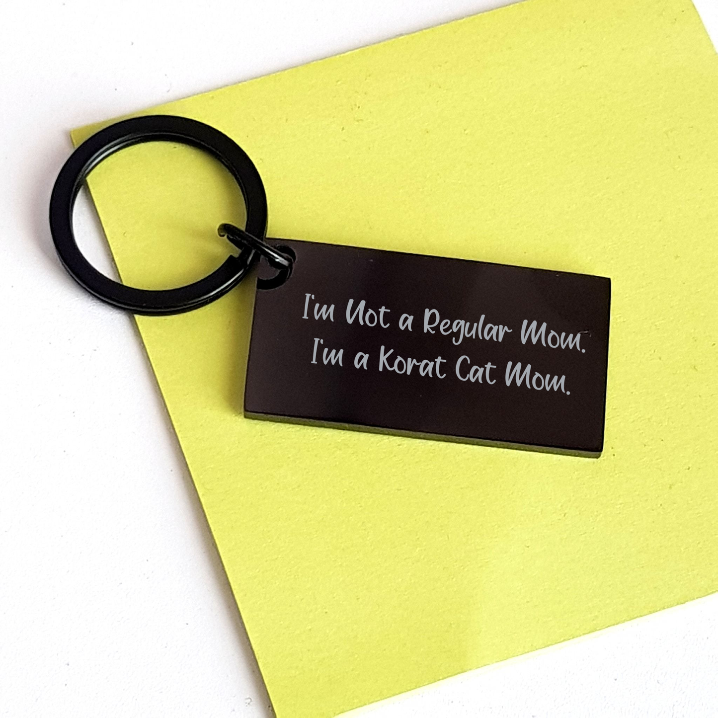 Korat Cat Mom Gifts for Women, Funny Keychain for Graduation, 'I'm Not A Regular Mom. I'm A Korat Cat Mom.' Engraved Stainless Steel Keychain from Friends or Family - Image 3