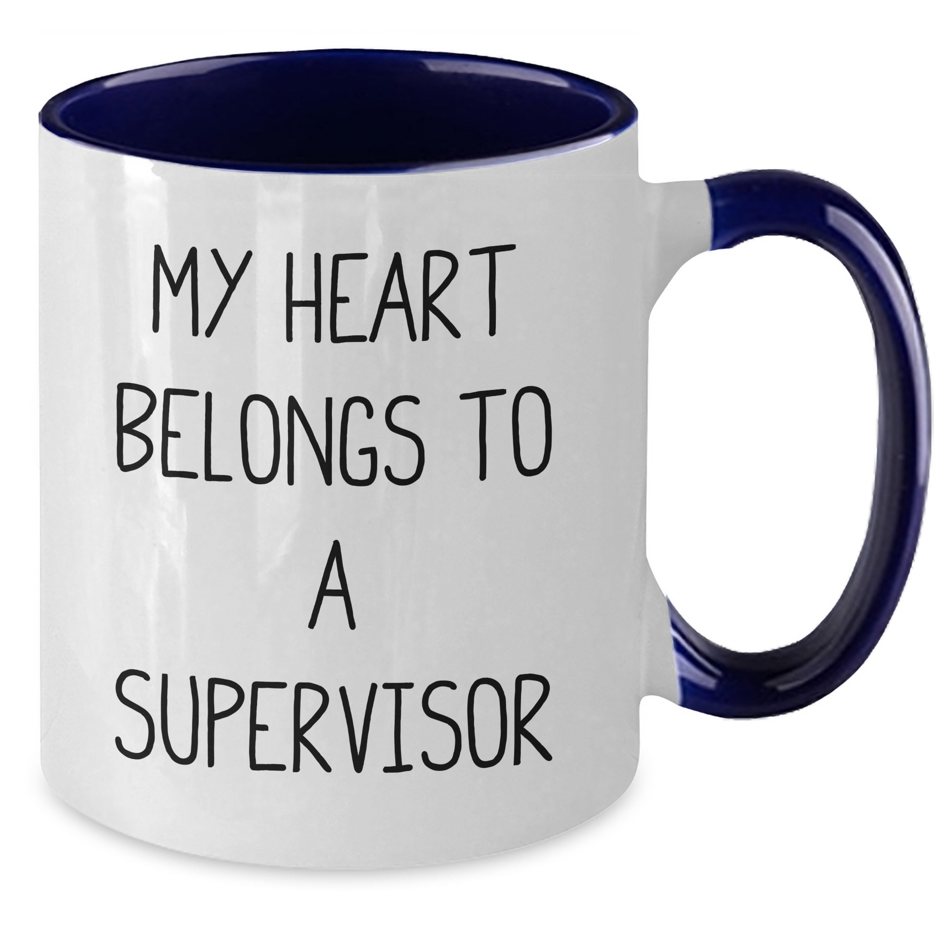 Funny Supervisor Gifts, My Heart Belongs To A Supervisor Two Tone Coffee Mugs, Graduation Unique Gifts from Friends, Coworkers, Family - Additional