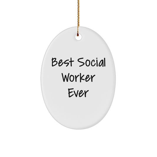 Best Social Worker Ever Funny Oval Ornament Gifts from Family for Social Worker, Christmas Unique Presents - Image 1