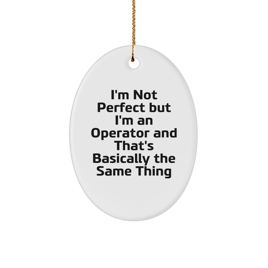 Funny Operator Gifts from Friends: 'I'm Not Perfect' Oval Ornament for Christmas - Image 1