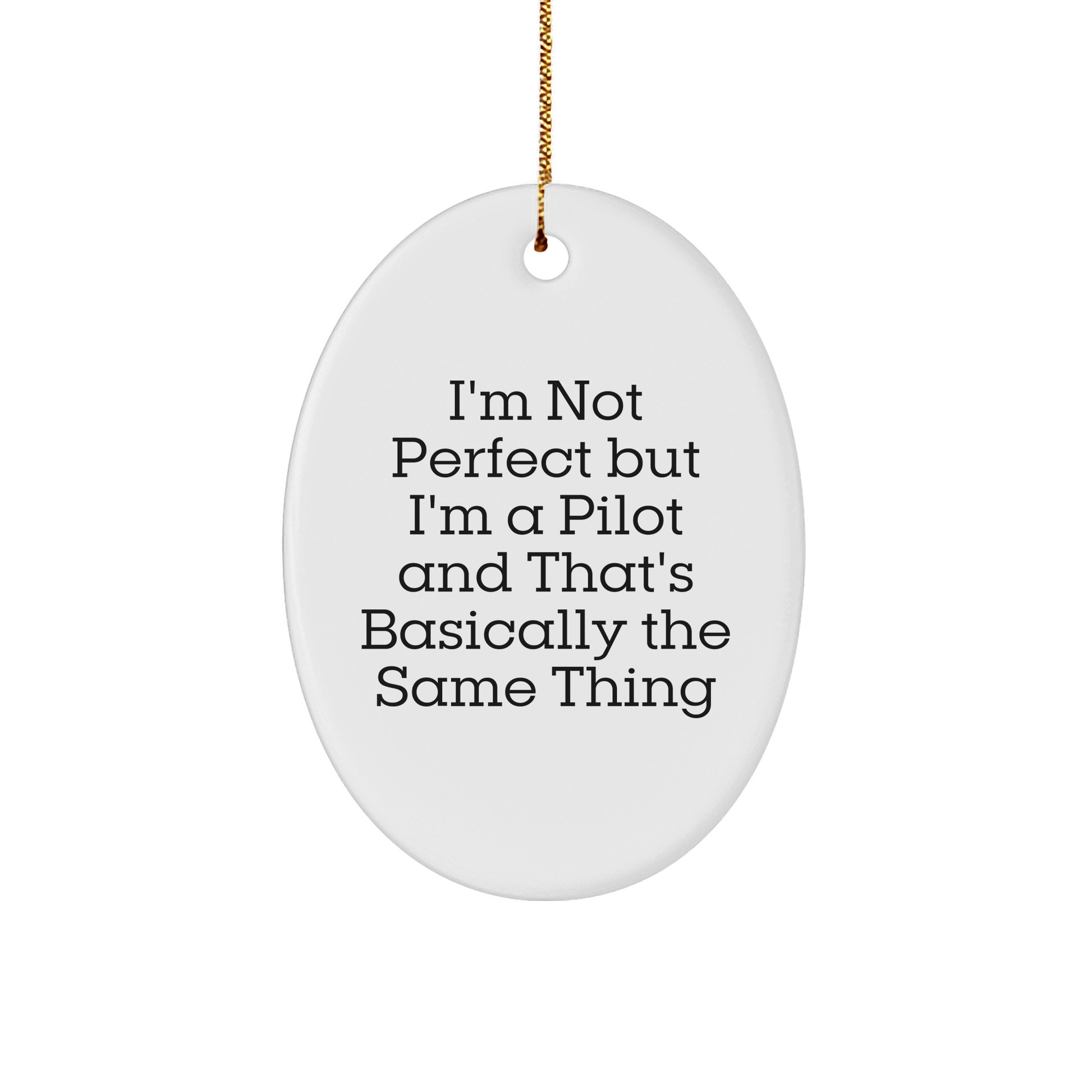 Pilot Gifts from Friends and Family - I'm Not Perfect Oval Ornament for Christmas - Image 1