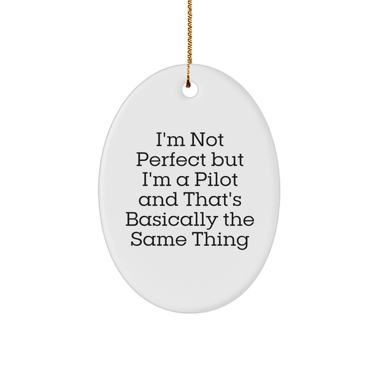 Pilot Gifts from Friends and Family - I'm Not Perfect Oval Ornament for Christmas - Image 1