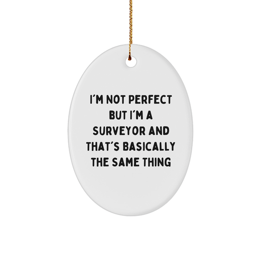 Funny Surveyor Gifts from Men to Surveyor Friends - Oval Ornament for Christmas - Image 1