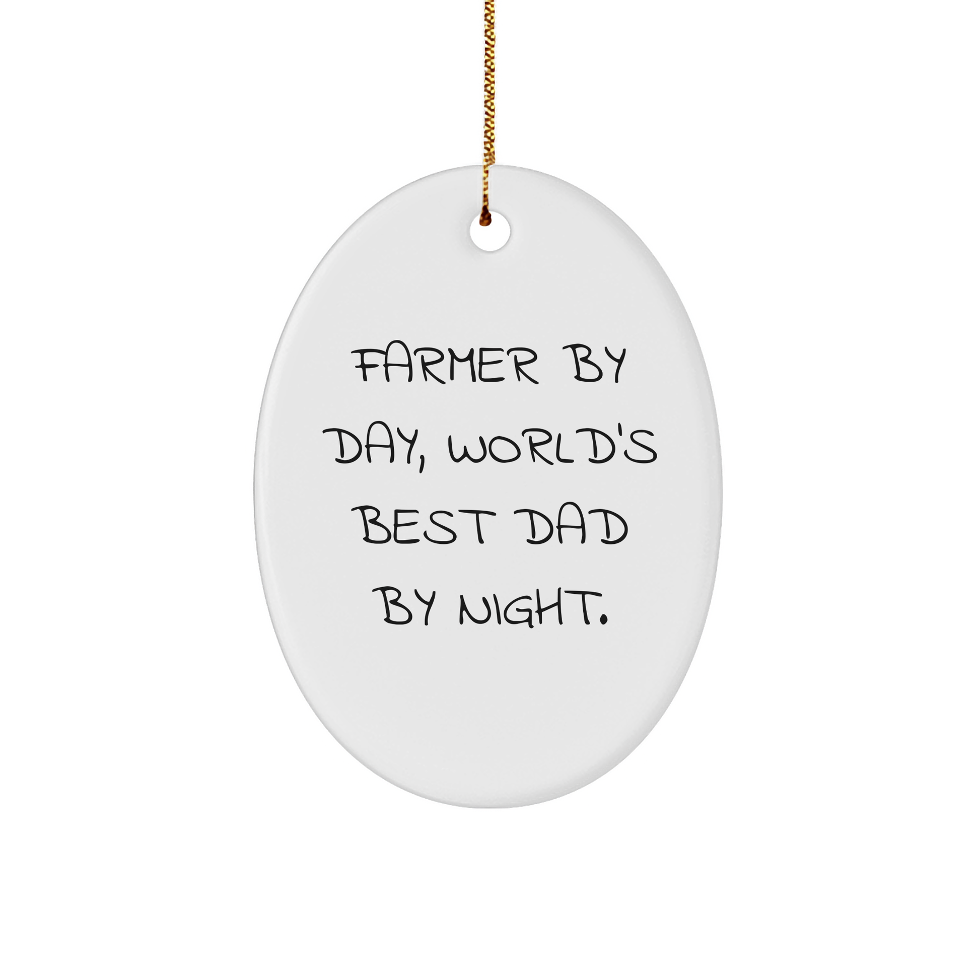 Farmer Gifts by Day, World's Best Dad by Night Oval Ornament, Christmas Unique Gifts from Family, Friends, or Coworkers for Farmers - Image 1