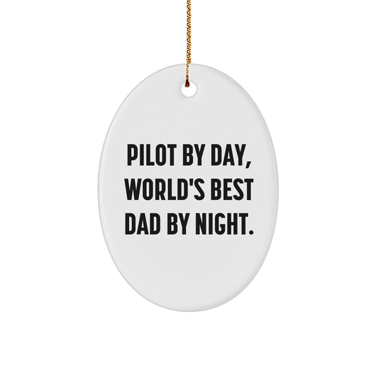 Pilot Gifts from Men to Pilot, Funny Oval Ornament for Christmas - Image 1
