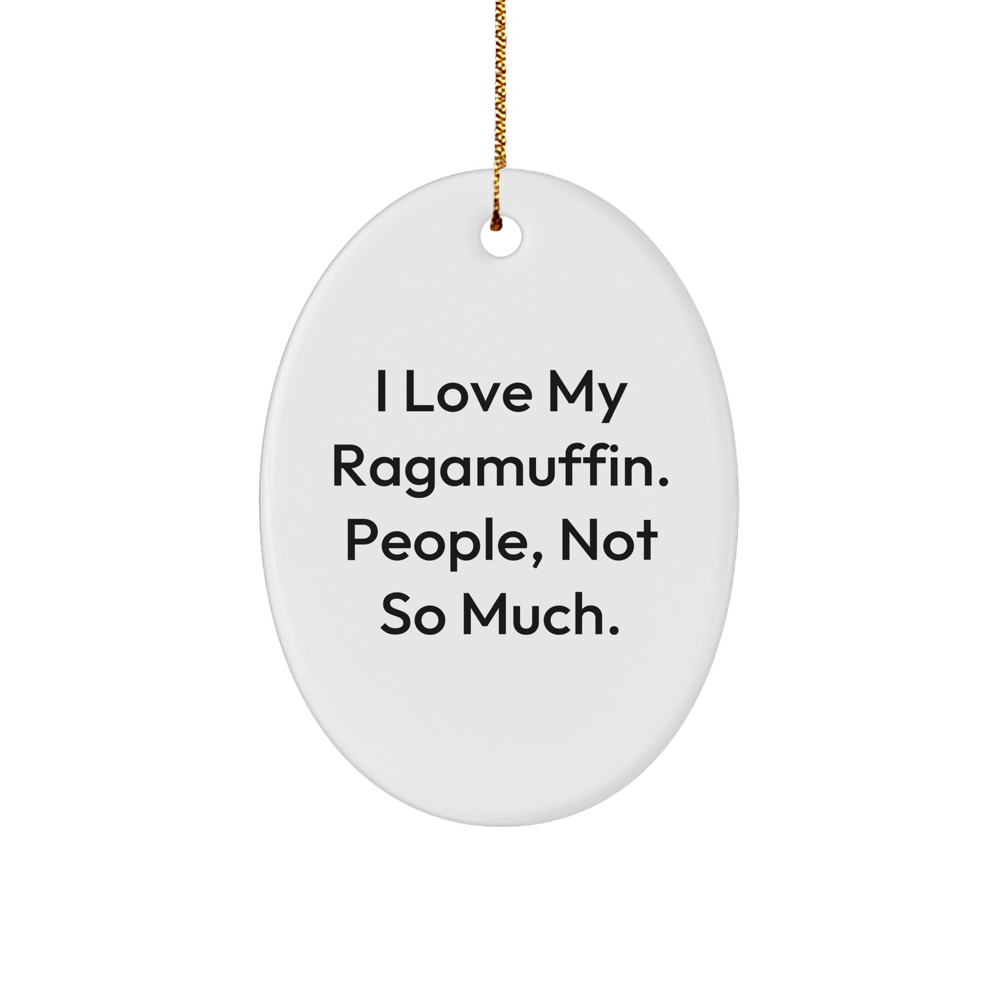 Ragamuffin Cat Oval Ornament, Funny Quote, Gifts from Family for Ragamuffin Cat, Christmas Unique Gifts - Image 1