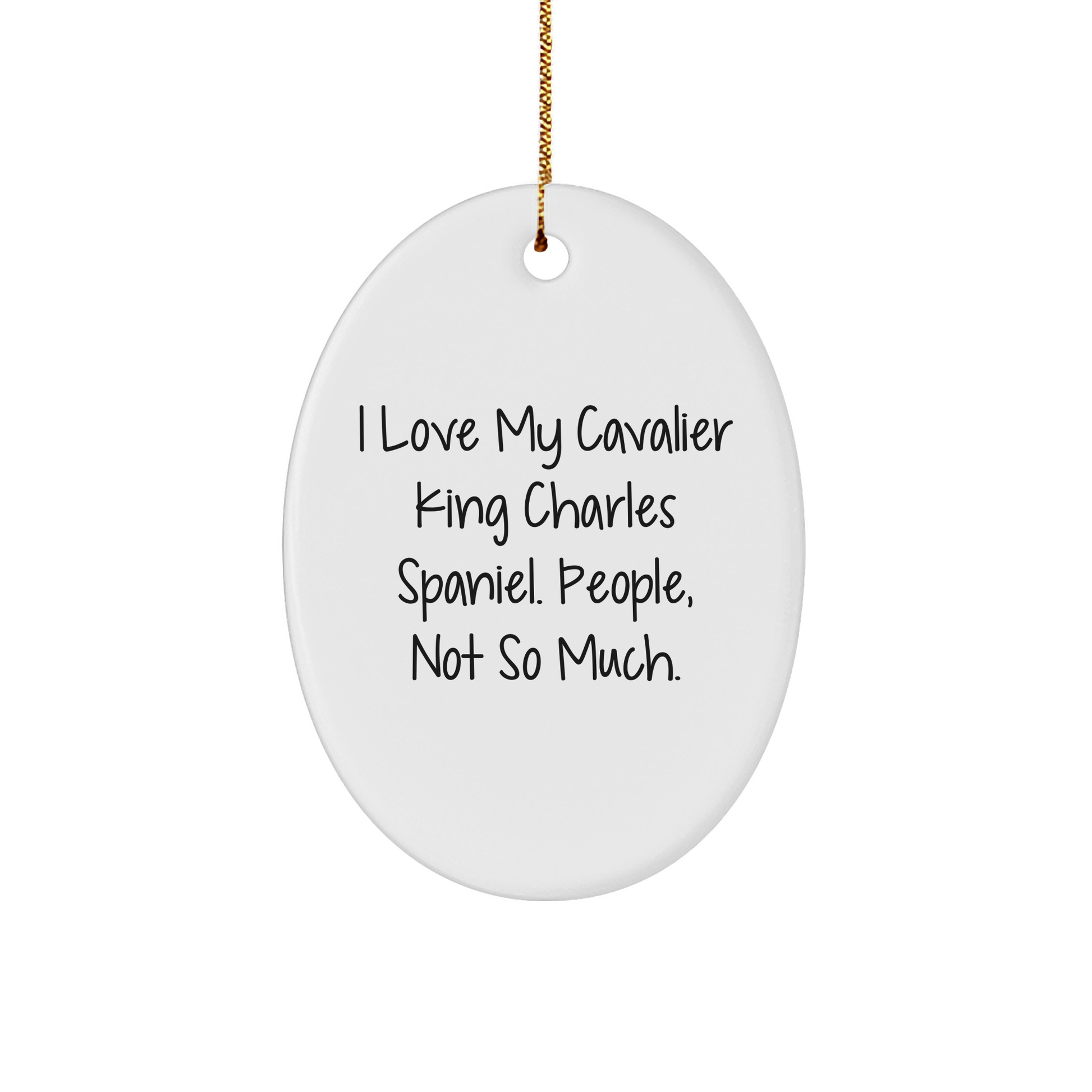 Funny Cavalier King Charles Spaniel Dog Gifts from Men, for Friends, Family, and Coworkers - Christmas Unique Oval Ornament with 'I Love My Cavalier King Charles Spaniel. People, Not So Much.' Quote - Image 1