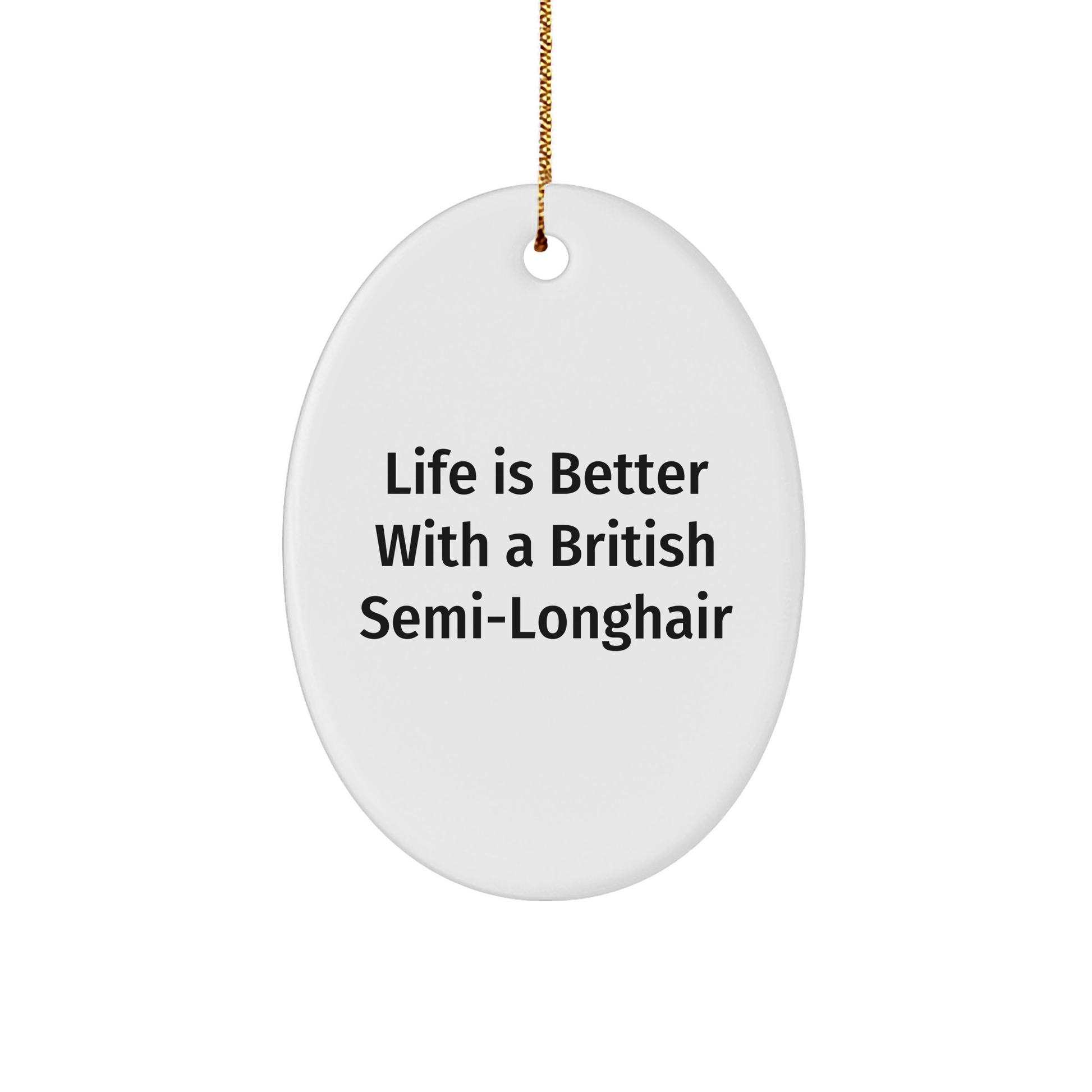 British Semi-Longhair Cat Oval Ornament, Gifts from Family for British Semi-Longhair Cat, Funny Quote, Christmas Unique Gifts - Image 1