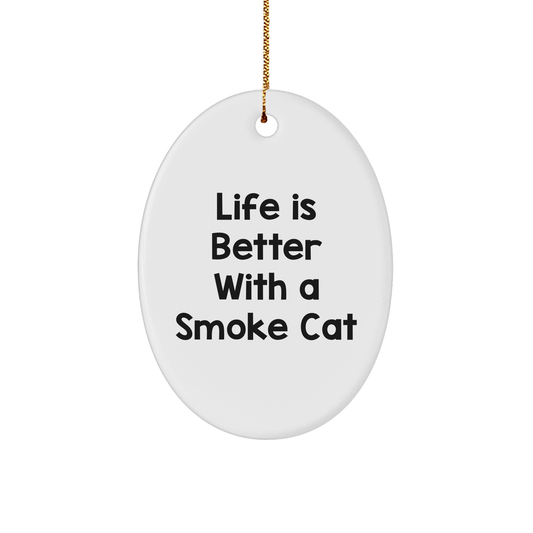 Life Is Better With A Smoke Cat - Smoke Cat Oval Ornament Gifts from Friends and Family for Christmas - Image 1