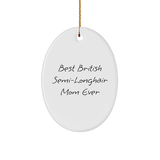 British Semi-Longhair Cat Gifts for Moms, Funny Oval Ornament with 'Best British Semi-longhair Mom Ever' Quote, Christmas Unique Gifts from Friends - Image 1