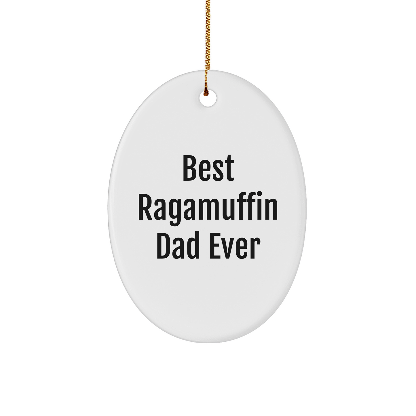 Ragamuffin Cat Dad Ever Christmas Oval Ornament, Gifts from Men to Friends, Unique Holiday Gift for Ragamuffin Cat Lovers - Image 1