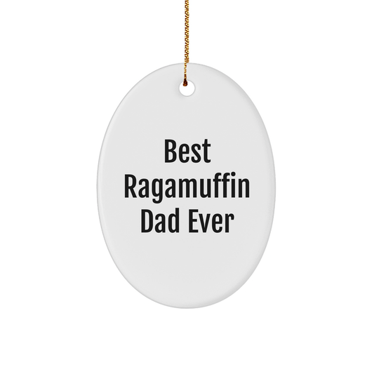 Ragamuffin Cat Dad Ever Christmas Oval Ornament, Gifts from Men to Friends, Unique Holiday Gift for Ragamuffin Cat Lovers - Image 1