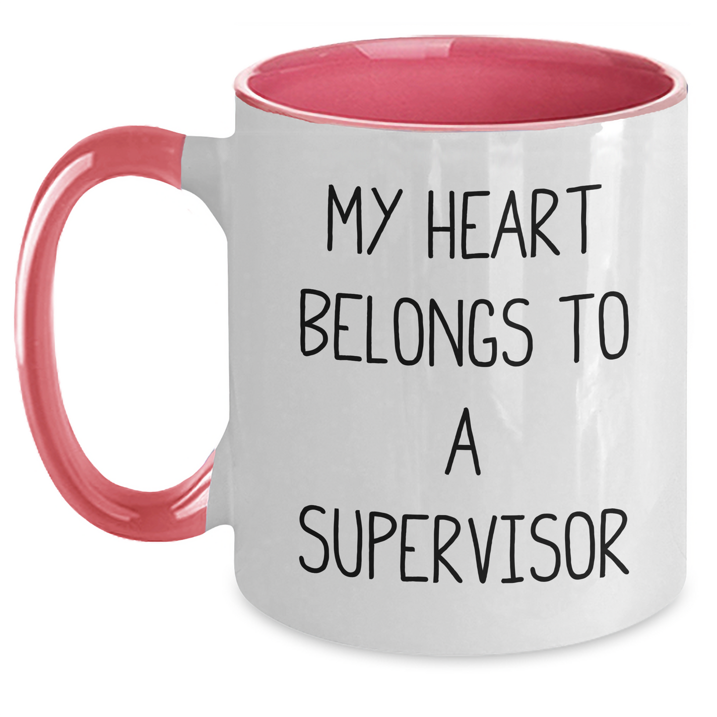 Funny Supervisor Gifts, My Heart Belongs To A Supervisor Two Tone Coffee Mugs, Graduation Unique Gifts from Friends, Coworkers, Family - Main