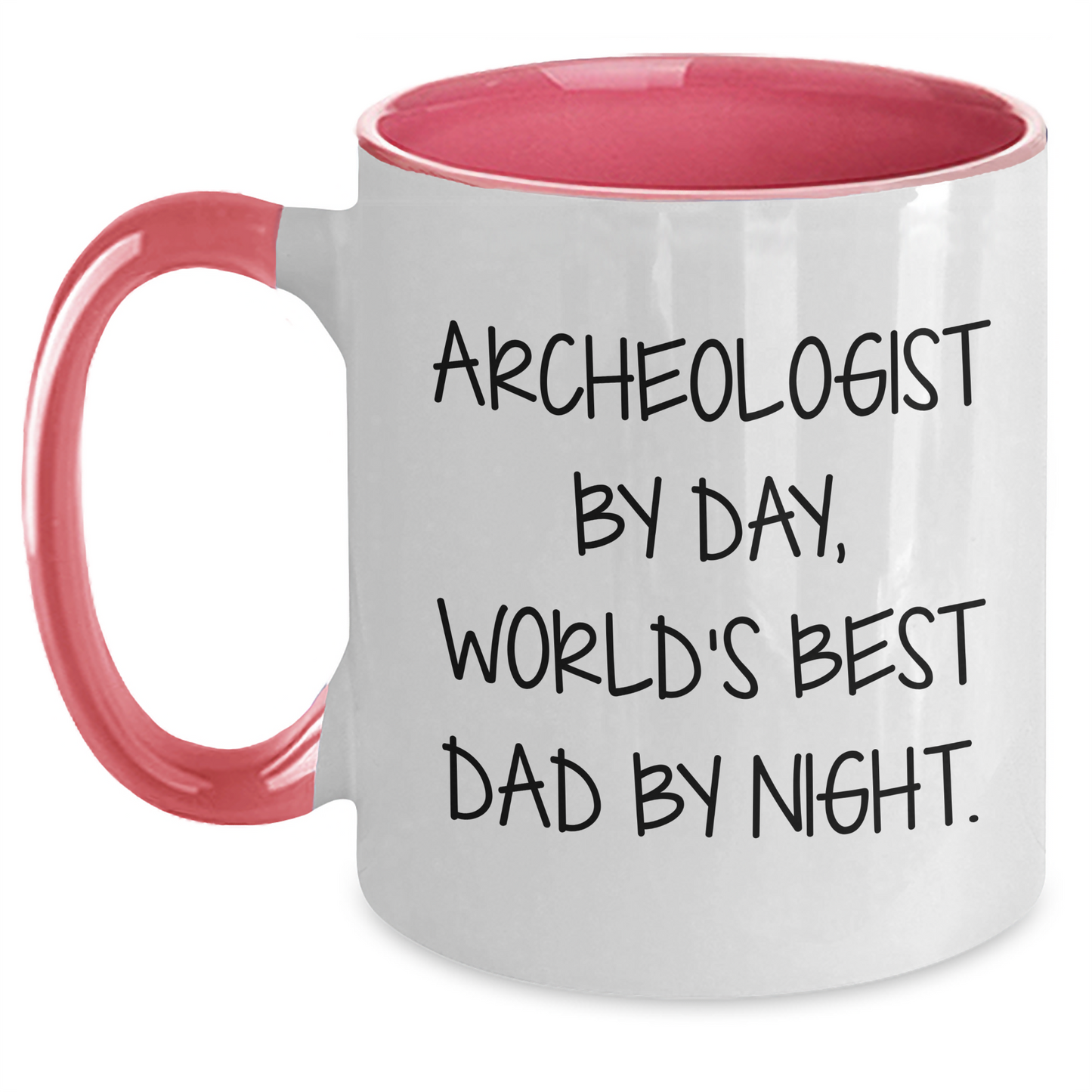Archeologist By Day, World's Best Dad By Night - Funny Two Tone Coffee Mug, Gifts from Dad for Archeologist Father's Day - Main