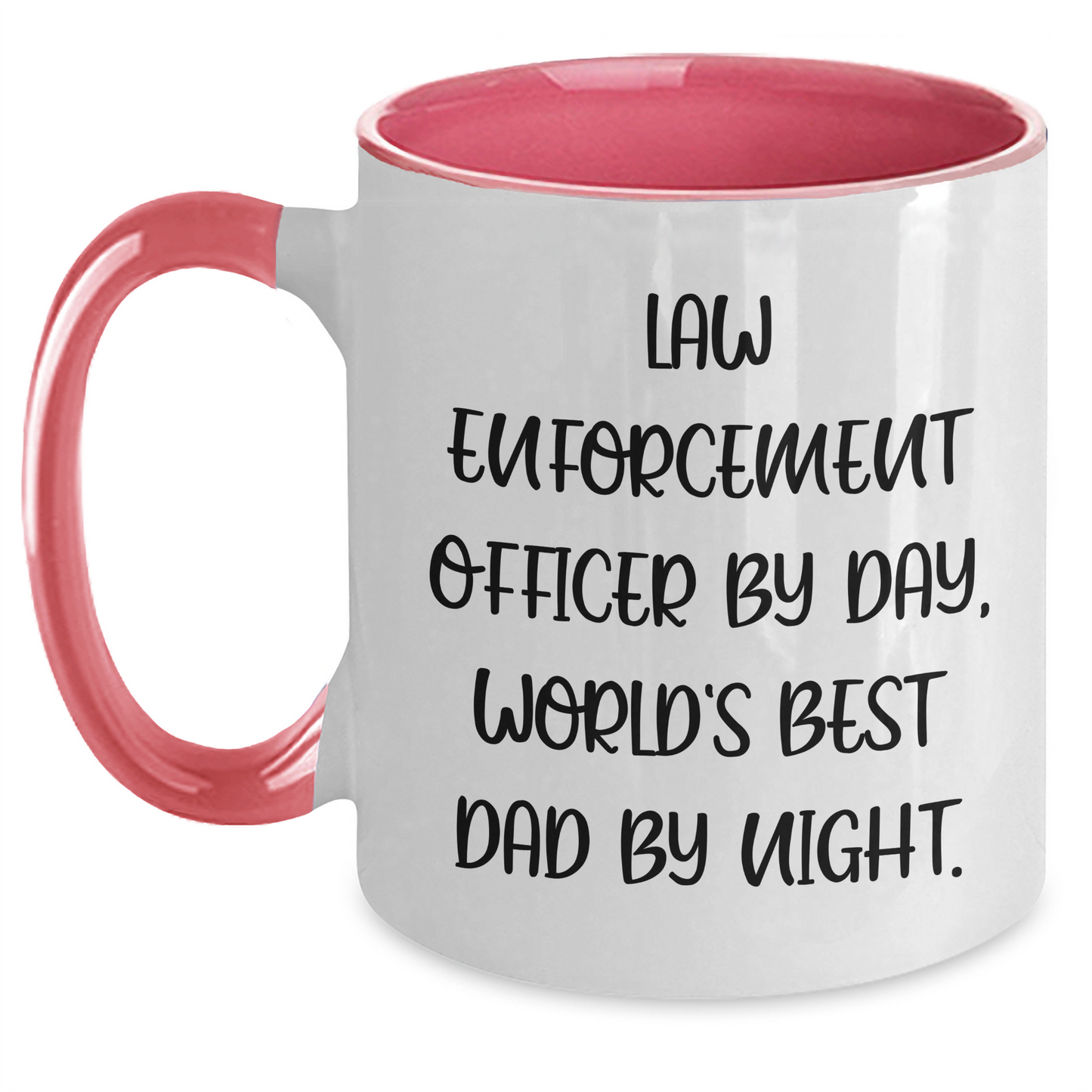 Funny Law Enforcement Officer Gifts, Two Tone Coffee Mug - 'By Day, World's Best Dad By Night' - Father's Day Unique Gifts from Friends, Family, Coworkers, or Men to Law Enforcement Officer's Home - Main