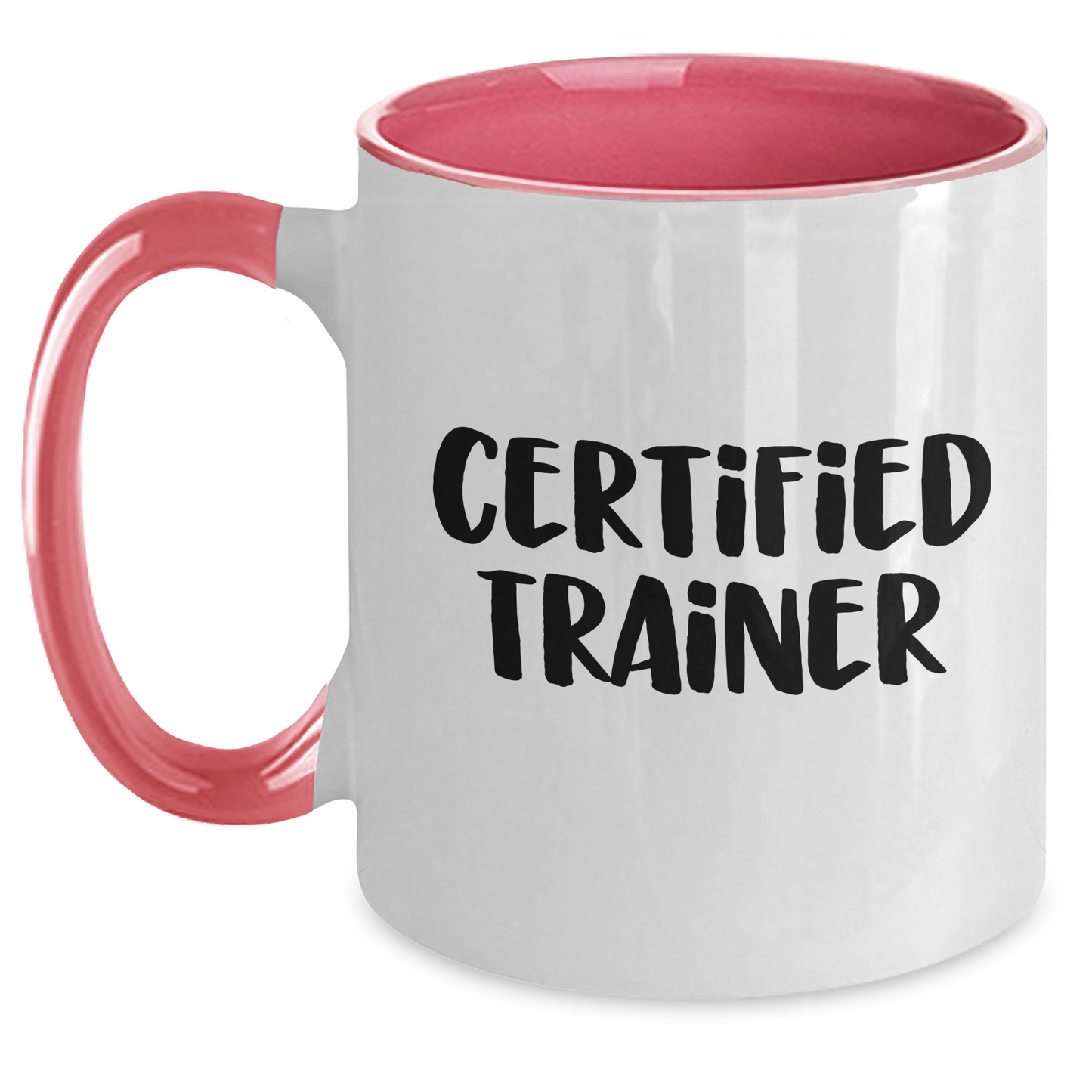 Funny Trainer Gifts from Friends and Family - Unique Two Tone Coffee Mug for Certified Trainers on Father's Day, Black and White, Red and White, Navy and White, and Pink and White - Main