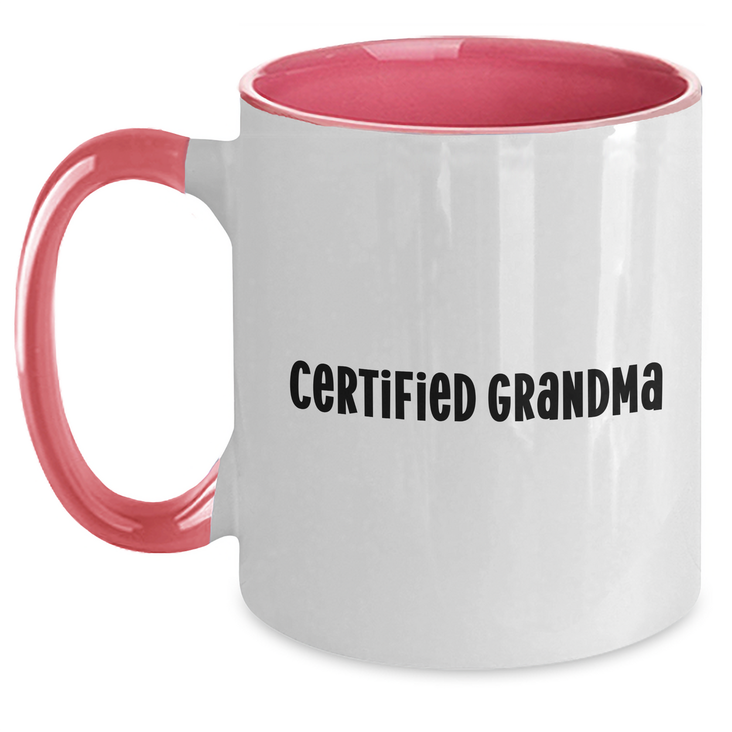 Funny Gifts from Grandma, Two Tone Coffee Mug for Graduation, 'Certified Grandma' Quote, 11oz Ceramic Mugs, Black and White, Red and White, Navy and White, Pink and White - Main