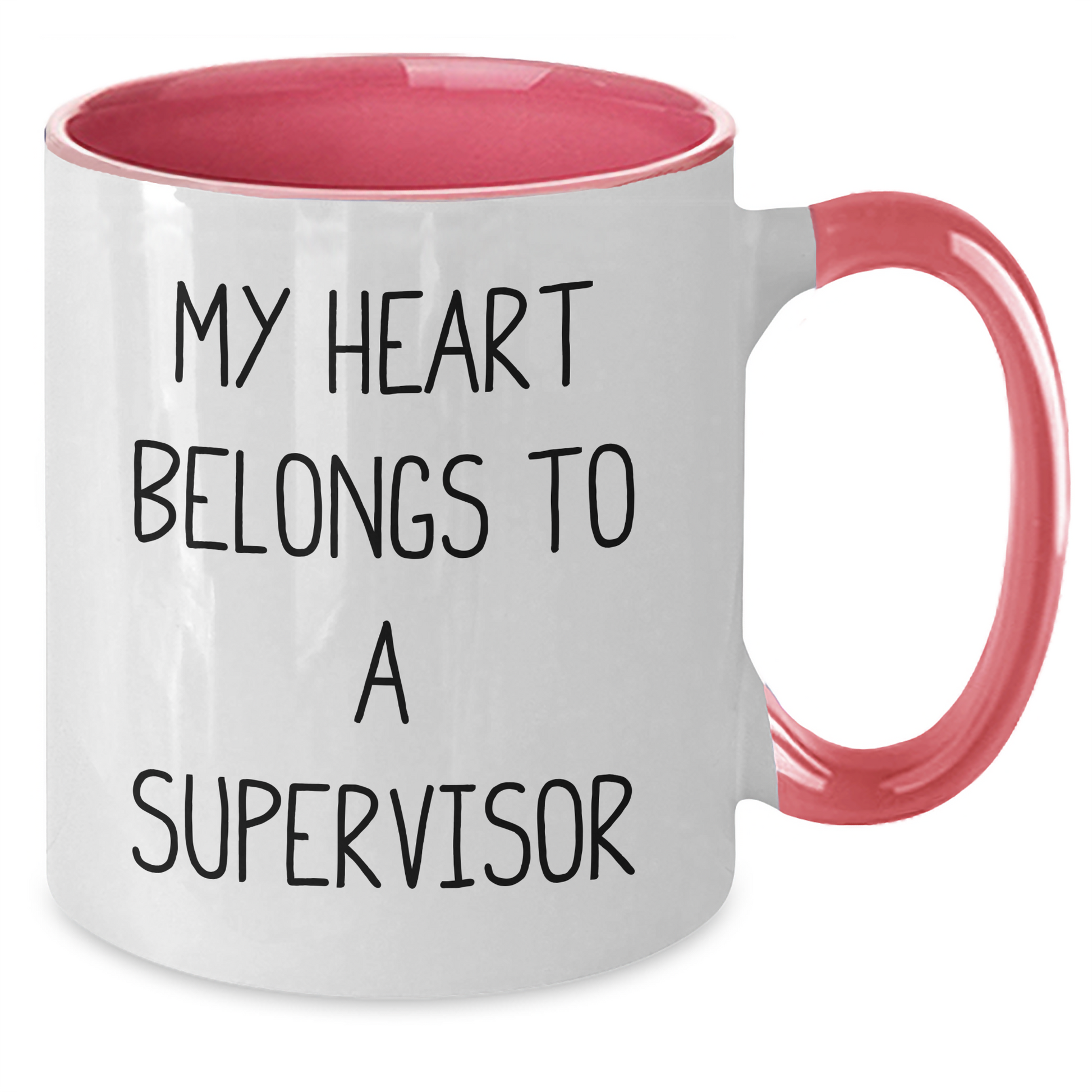 Funny Supervisor Gifts, My Heart Belongs To A Supervisor Two Tone Coffee Mugs, Graduation Unique Gifts from Friends, Coworkers, Family - Additional
