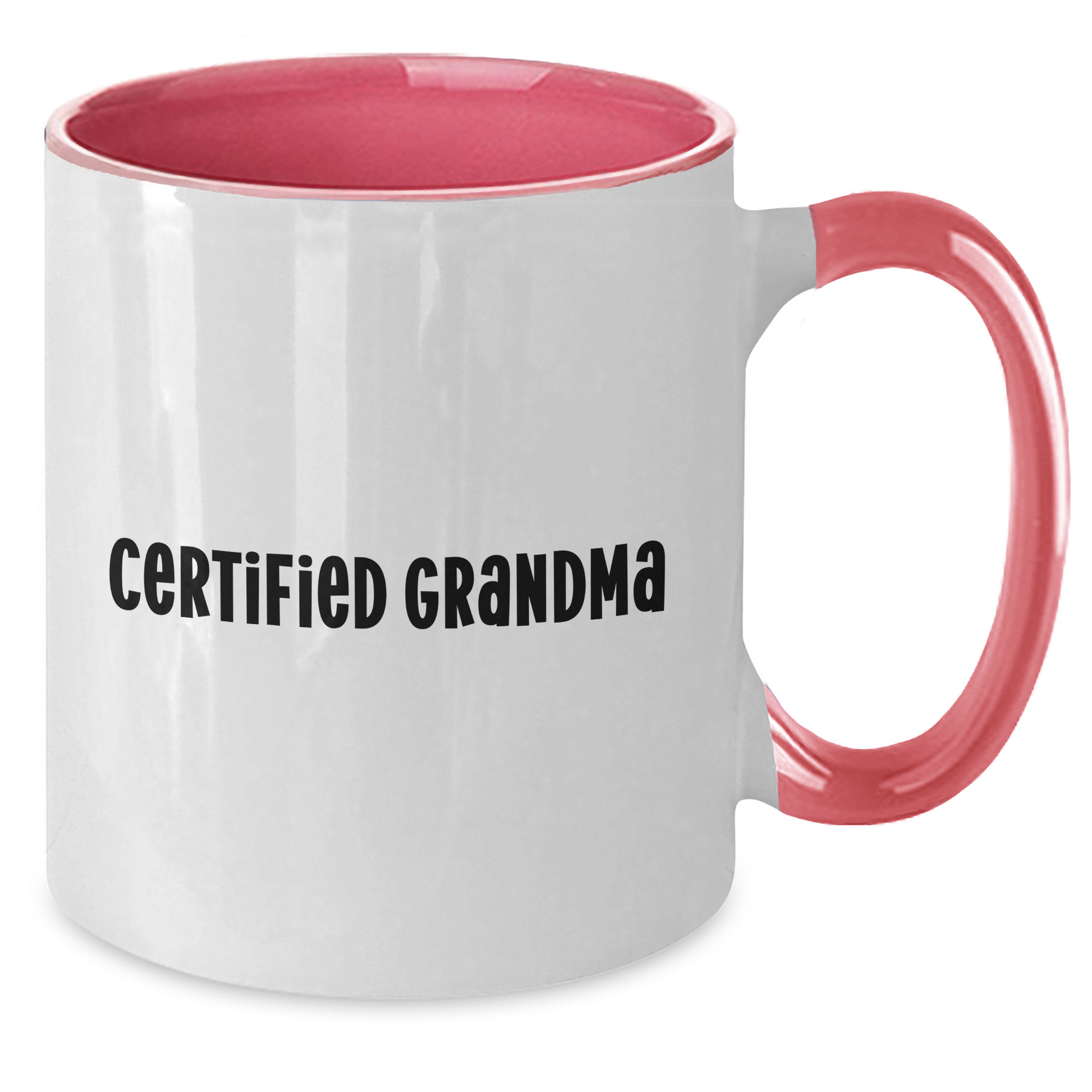 Funny Gifts from Grandma, Two Tone Coffee Mug for Graduation, 'Certified Grandma' Quote, 11oz Ceramic Mugs, Black and White, Red and White, Navy and White, Pink and White - Additional