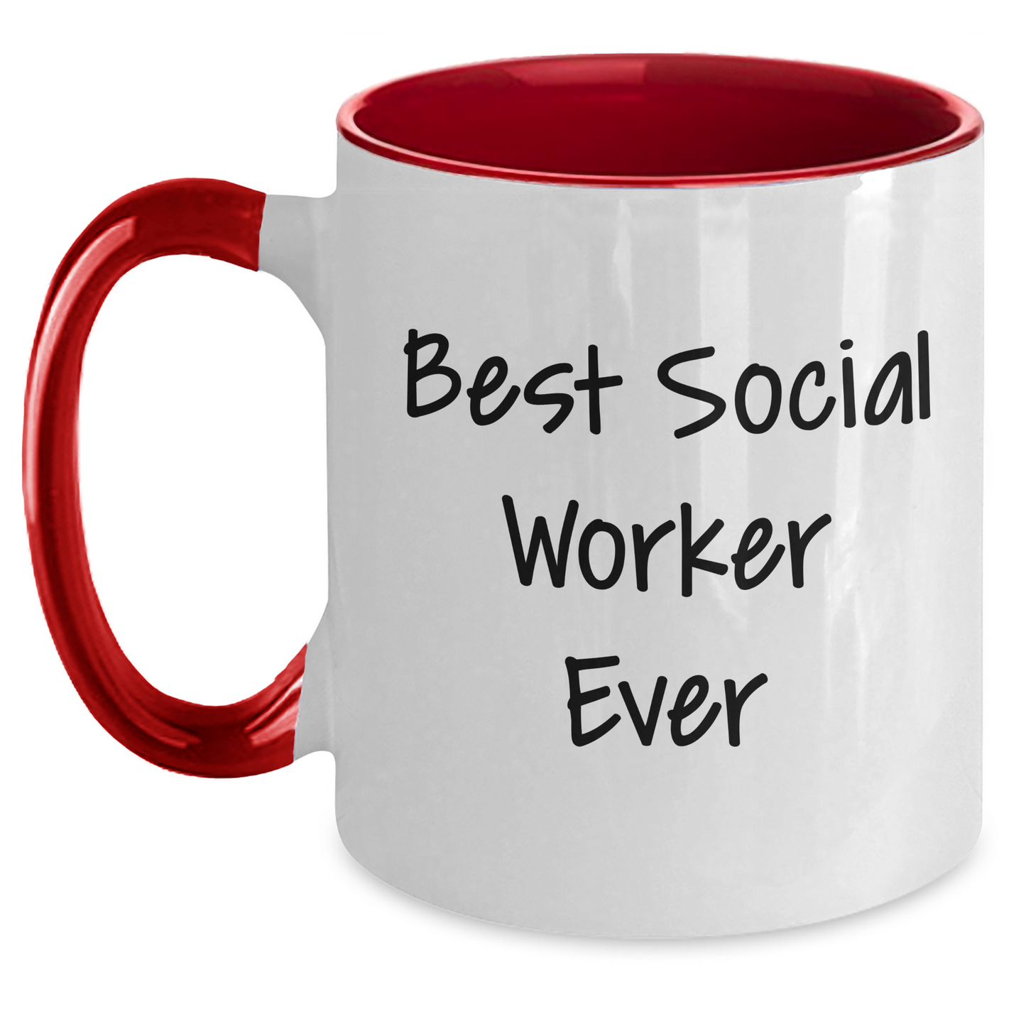 Funny Social Worker Gifts - Best Social Worker Ever Quote Two Tone Coffee Mug, Gifts from Family, Father's Day Unique Presents for Social Worker - Main