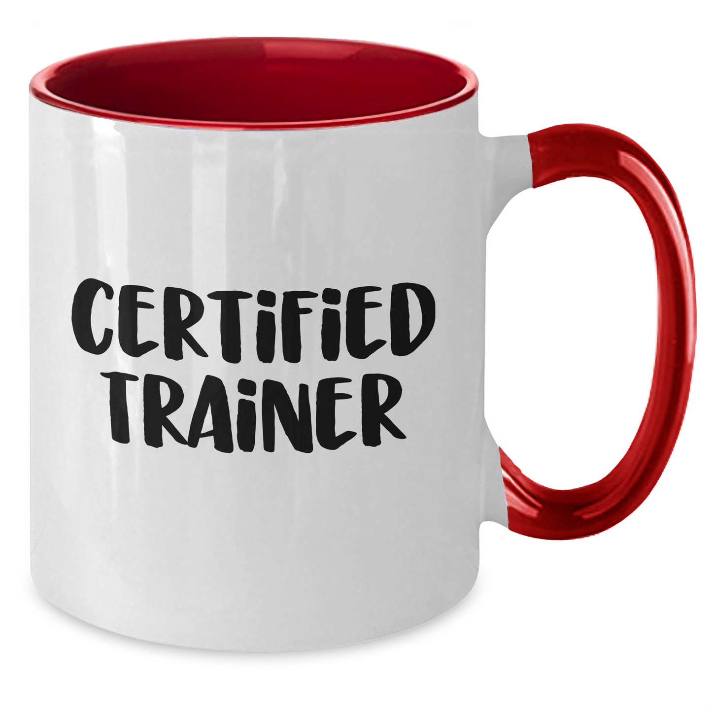 Funny Trainer Gifts from Friends and Family - Unique Two Tone Coffee Mug for Certified Trainers on Father's Day, Black and White, Red and White, Navy and White, and Pink and White - Additional