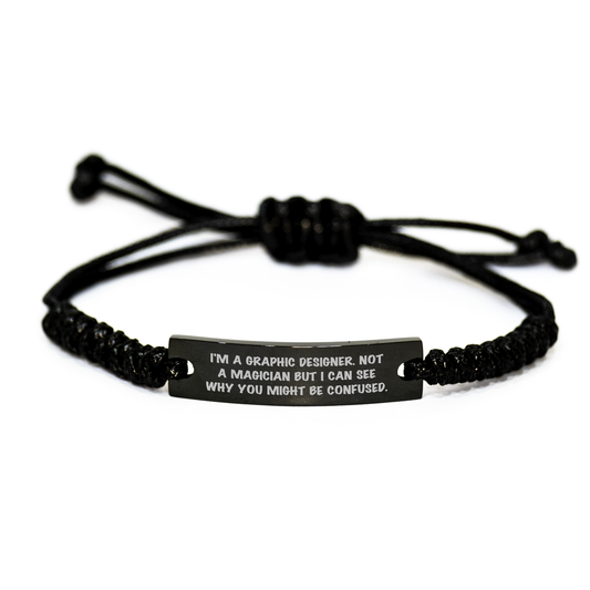 Graphic Designer Gifts from Friends, Graphic Designer Rope Braces for Dad, Funny Quote Gift, Adjustable Black Stainless Steel Rope, Father's Day Unique Gifts - Image 1