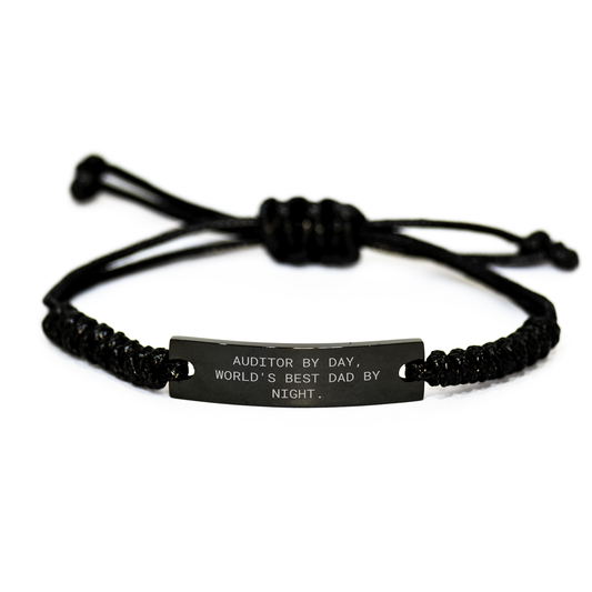 Auditor By Day, World's Best Dad By Night. Funny Rope Bracelet Gifts from Family for Auditor on Father's Day - Image 1