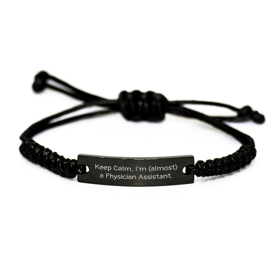 Keep Calm, I'm (almost) A Physician Assistant. Funny Physician Assistant Gifts for Graduation Rope Bracelet from Family, Friends, Coworkers - Image 1