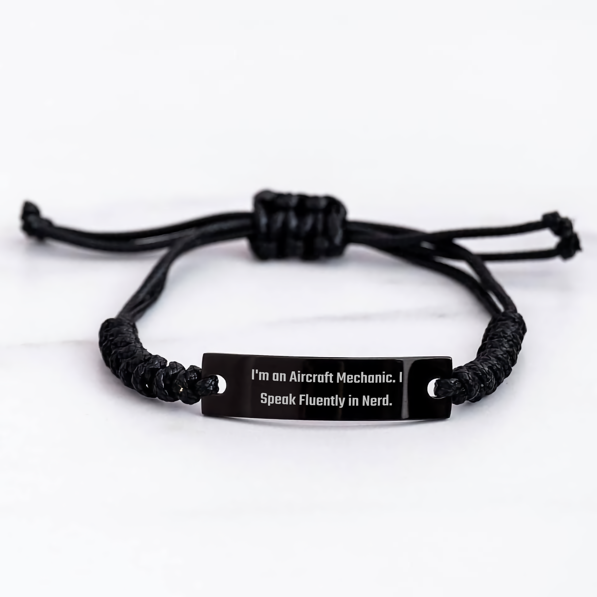 Funny Aircraft Mechanic Gifts from Friends to Men, I'm An Aircraft Mechanic. I Speak Fluently In genius. Rope Bracelet for Graduation Unique Gifts - Image 3