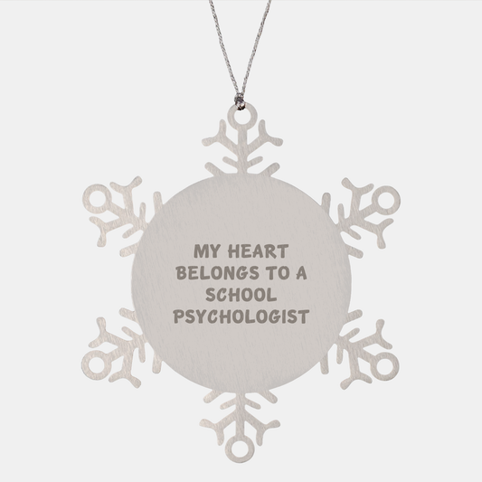 Funny School Psychologist Gifts - My Heart Belongs To A School Psychologist Snowflake Ornament, Gifts from Friends, Gifts for School Psychologist, Christmas Unique Presents - Image 1